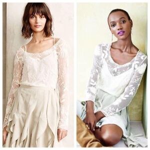 {Anthro} Everleigh Snow blossom blouse